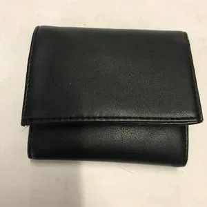 French Connection Black Faux Leather Tri Fold Wallet New